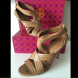 TORY BURCH LIV CRISSCROSS STRAPPY LEATHER SANDALS